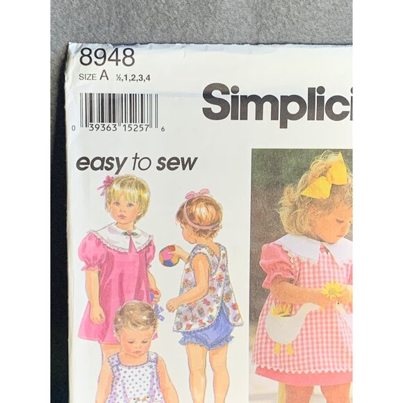 Simplicity Girls Dress Pinafore Top Panties Sewing Pattern Sz 1/2-4 8948 - Uncut - Picture 2 of 4